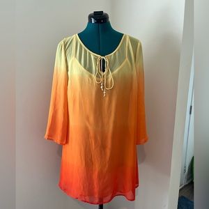 Gradient yellow to orange top with yellow tank underneath